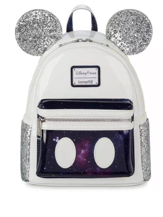 Loungefly Handbags - Loungefly White and Silver Mickey Ear Mini Backpack with Galaxy Pocket